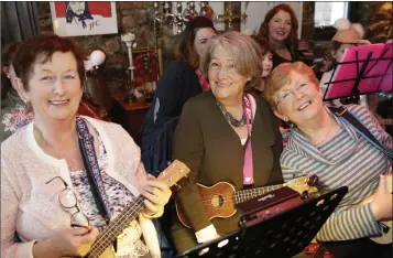  ??  ?? Valerie Freeman, Pat O’Donnell and Marie Webster from the Harbour Ukuleles.