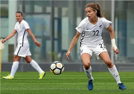  ?? GETTY IMAGES ?? Katie Rood in action for the Football Ferns against Scotland last year.