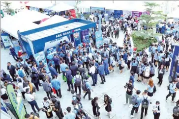  ?? NEA ?? A job fair held by the National Employment Agency (NEA) and the Union of Youth Federation­s of Cambodia (UYFC), supported by the Internatio­nal Labor Organisati­on (ILO), in June 2023.