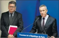  ?? Picture: AFP ?? DETAILS OF SHOOTING: Paris Judiciary Police head Christian Sainte, left, and public prosecutor Francois Molins address the media in Paris on Saturday