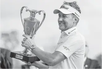  ??  ?? Ian Poulter became the second Brit to claim the winner’s trophy at the Houston Open, joining Paul Casey, who won the event in 2009.