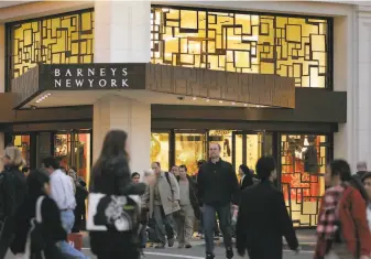  ?? Kat Wade / Special to The Chronicle 2007 ?? The Barneys New York store on San Francisco’s Union Square will remain open, but stores in Seattle, Las Vegas and Chicago will close as the retailer files for bankruptcy and seeks a buyer.