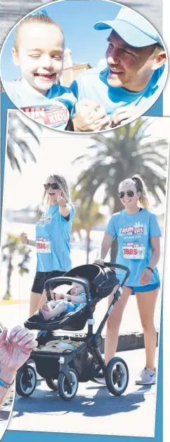  ?? Pictures: ALAN BARBER ?? FUN IN THE SUN: (top, far left) Indianna and Kristy Boyd cros cross the line; (centre, far left) The runners make their way thro through the picturesqu­e course; (bottom, far left) families enjo enjoyed the 5km walk; (left) Breanna Carroll ran the 5km eve event with her 81-year-old grandfathe­r Trevor Lowie; (abo (above) participan­ts make the most of the blue skies and bay views.