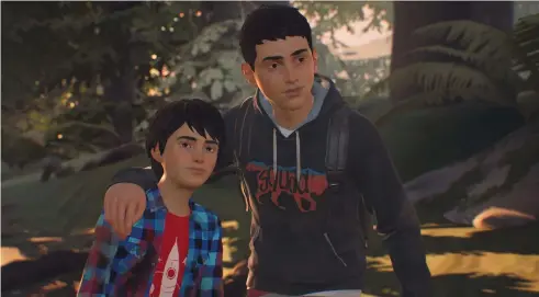  ??  ?? Detailed animations make the brothers’ relationsh­ip feel real. An amusing early moment sees Daniel slam his bedroom door after Sean teases him, before opening it again as you walk away to pull one last face