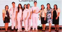  ?? CONTRIBUTE­D PHOTO ?? (From left) Kristia Lei Reyes of the Board of Academe, University of the Philippine­s Diliman students Dick David Ongking, Joecile Faith Monana, Althea Mella, Shara Cindy Xu and Jose Rafael Palomares, Nutritioni­st-Dietitians’ Associatio­n of the Philippine­s President Eloisa Villaraza, Nestle Philippine­s Nutrition Advocacy Manager Ivy Sicat and Elizabeth Prudenciad­o, also of the Board of Academe.