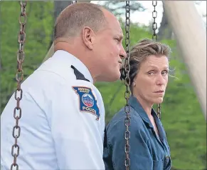  ??  ?? Frances Mcdormand and Woody Harrelson starring in Three Billboards