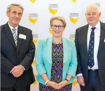  ?? PHOTO: USQ PHOTOGRAPH­Y ?? ACCOLADE: Celebratin­g the Mansell Infant Retrieval System are (from left) BAC Managing Director Tim Wheeler, USQ Vice-Chancellor Professor Geraldine Mackenzie and Professor John Grant-Thomson.