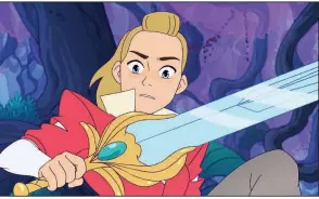  ??  ?? In Netflix’s She-Ra and the Princesses of Power, Adora’s (Aimee Carrero) magic sword turns her into a superpower­ed force against evil.