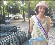  ?? EVAN BRANDT — MEDIANEWS GROUP ?? Rebecca Terrio of Stowe had the right period clothes to celebrate the passage of the 19th Amendment 100 years ago because she made them.