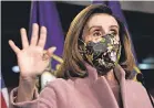  ?? SUSAN WALSH/ AP ?? “I don’t think it will be long,” House Speaker Nancy Pelosi said Thursday. “But we must do it.”