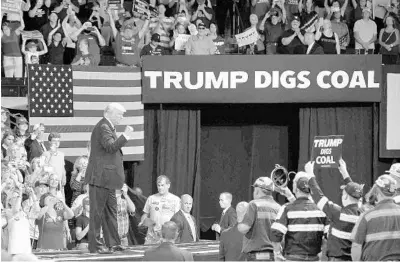  ?? MANDEL NGAN/GETTY-AFP 2018 ?? Then-President Donald Trump speaks during a political rally in Charleston, West Virginia.