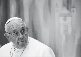  ?? DENIS BALIBOUSE THE ASSOCIATED PRESS ?? The Vatican said Thursday that Pope Francis had changed the Catechism of the Catholic Church about the death penalty, saying it can never be sanctioned because it "attacks" the inherent dignity of all humans.