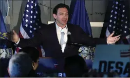  ?? CHARLES KRUPA — THE ASSOCIATED PRESS ?? Republican presidenti­al candidate Florida Gov. Ron DeSantis speaks during a campaign event Thursday in Salem, N.H.