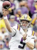  ?? Chris Graythen / Getty Images ?? Joe Burrow’s Ohio hometown adopted a rabid LSU fandom after he transferre­d in 2018. Burrow and the Tigers will face Alabama on Saturday.
