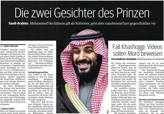  ??  ?? Als gut gelaunter Modernisie­rer präsentier­t sich Kronprinz und De-facto-Herrscher bin Salman der Welt. PR-Agenturen helfen dabei