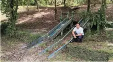  ?? — Photo by Churchill Edward ?? Kong seen next to a slide, during his latest visit to the park at Kampung Haji Baki.