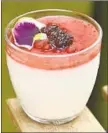  ??  ?? Roasted strawberry yogurt panna cotta