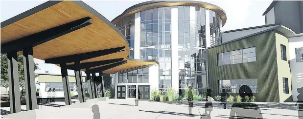  ?? — SURREY SCHOOL DISTRICT ?? A rendering of Grandview Heights Secondary, which is slated to open in 2020. The school will have capacity for 1,500 students and help relieve overcrowdi­ng at other high schools serving South Surrey and White Rock.