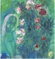  ?? FOTO: VG BILD-KUNST ?? Dises Bild Marc Chagalls trägt den Titel „Nelkenstra­uß mit Liebespaar in Grün“(hier ein Ausschnitt) aus dem Jahr 1950.