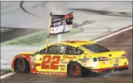  ?? Sean Gardner / Getty Images ?? Middletown native Joey Logano celebrates after winning Sunday in Homestead, Fla.