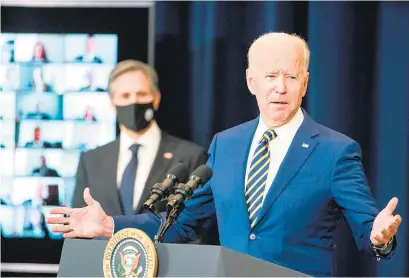  ?? EFE ?? Joe Biden dio lineamient­os de su diplomacia en la visita al Departamen­to de Estado.