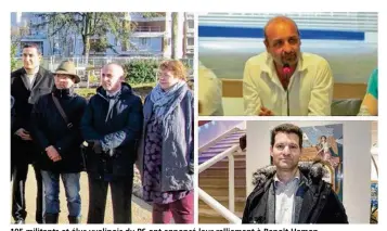  ??  ?? 105 militants et élus yvelinois du PS ont annoncé leur ralliement à Benoît Hamon. Parmi eux, Ali Rabeh, Philippe Guéroult et Christine Vilain (1er, 3e et 4e sur la photo de gauche), Nicolas Hue (en haut à droite), Sébastien Durand (en bas à droite).