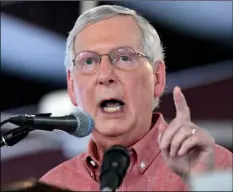  ??  ?? Senate Majority Leader Mitch McConnell, R-Ky., addresses the audience gathered at the Fancy Farm Picnic in Fancy Farm, Ky., on Saturday.
AP Photo/tImothy d. eASley