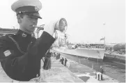  ?? ?? HMS Falmouth at Chatham Dockyard in 1982, brought back into service during Falklands War