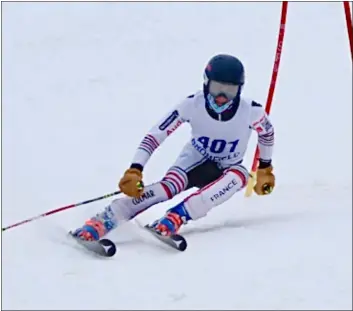  ?? COURTESY PHOTO ?? One of the top area skiers, Bromfield/north Middlesex’s Oscar Pride, soars down the slopes at Nashoba Valley Ski Area in Westford this week.