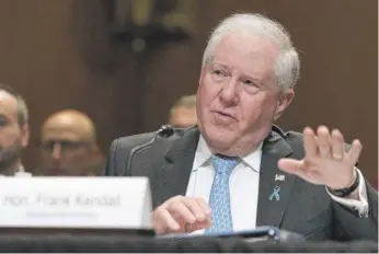  ?? JOSE LUIS MAGANA/AP ?? Secretary of the Air Force Frank Kendall at a Senate hearing last Tuesday.