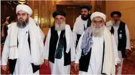  ?? AFP ?? A Taliban delegation attends a session of the peace talks between the Afghan government and the group in the Qatari capital Doha, on July 17, 2021.