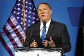  ?? ASSOCIATED PRESS ?? Secretary of State Mike Pompeo wrote a letter to the UN stating the U.S. will exit the Paris climate pact, the sole departure among almost 200 nations.