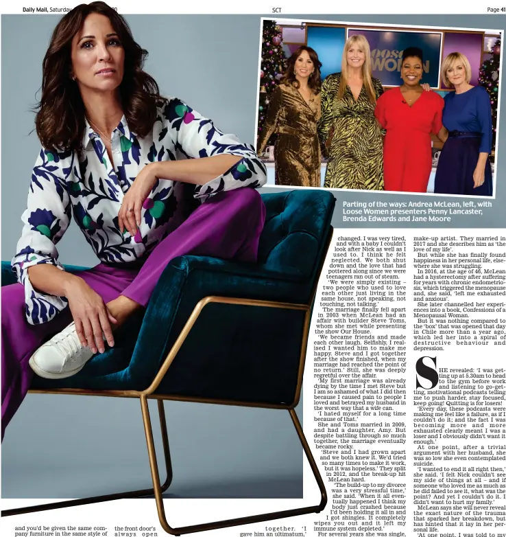  ??  ?? Parting of the ways: Andrea McLean, left, with Loose Women presenters Penny Lancaster, Brenda Edwards and Jane Moore