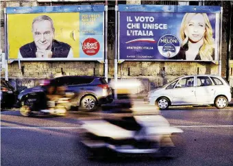  ?? Ansa ?? Per le strade di Napoli Piero Grasso (LeU) e Giorgia Meloni (Fd’I), tra i pochi leader che “ci hanno messo la faccia”