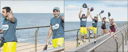  ?? FOTO: PERE PUNTÍ ?? Los jugadores Lima, Belasteguí­n, Salazar y Marrero, junto a Ramón Agenjo e Israel Escacho en el Pont del Petroli de Badalona