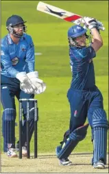  ?? Picture: Barry Goodwin ?? FOCUSED: Sam Northeast hits out against Northampto­nshire Steelbacks in the Yorkshire Bank 40 Group A clash at Tunbridge Wells