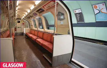  ??  ?? GLASGOW Empty: Subway carriage without any passengers at Cowcaddens station