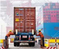  ?? AFP ?? The Qingdao port in Shandong province. Dismal December trade readings suggest China’s economy may have cooled faster than expected, despite a slew of growth-boosting measures. —