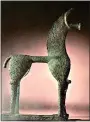  ?? Greek Culture Ministry via AP ?? This undated photo provided by the Greek Culture Ministry on Wednesday shows an 8th century B.C. figurine of a horse from the so-called Geometric period of ancient Greek art.