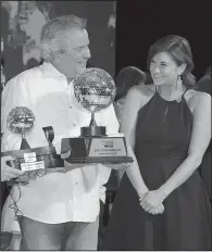  ??  ?? Champion Mirror Ball Trophy winner Terry Masching with his partner, Sydney Kneuven