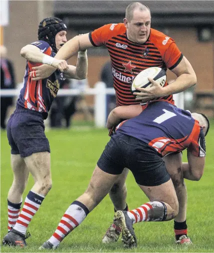  ?? Ian Moss ?? Second row man Sam Bryan makes the hard yards for Widnes against Aldwinians