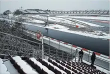  ?? MANU FERNANDEZ THE ASSOCIATED PRESS ?? The Catalunya racetrack with snow covered seating before F1 testing Wednesday.