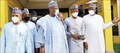  ??  ?? Director- General, National Identity Management Commission ( NIMC), Aliyu Aziz Abubakar ( left); Minister of Communicat­ions and Digital Economy, Isa Pantami; Special Assistant to the Minister, Ibrahim Nguru and Executive Vice Chairman, Nigerian Communicat­ions Commission, Prof. Umar Danbatta, during a visit to MTN NIN enrolment centre in Abuja… yesterday