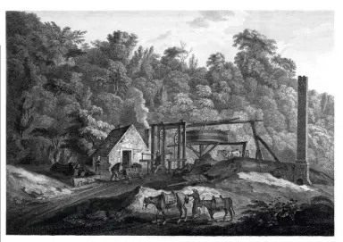  ??  ?? A view of the mouth of a coal pit near Broseley, 1788