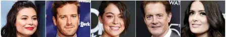  ?? THE ASSOCIATED PRESS ?? Left, Miranda Cosgrove, Armie Hammer, Tatiana Maslany, Kyle MacLachlan and Salma Hayek, who have shared details of their holiday traditions with The Associated Press.