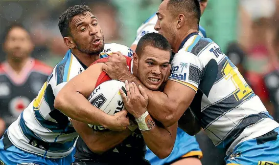  ??  ?? Tuimoala Lolohea isn’t expected to get any time in the halves for the Warriors this season.