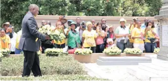  ?? African News Agency (ANA) ?? PRESIDENT Cyril Ramaphosa visited Ohlange Institute at Inanda in Durban on Saturday to pay homage to ANC founder Dr John Dube. Ramaphosa also laid a wreath in Dube’s honour. | MOTSHWARI MOFOKENG