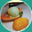  ??  ?? Cointreau-Marinated Mango with Mint Parfait