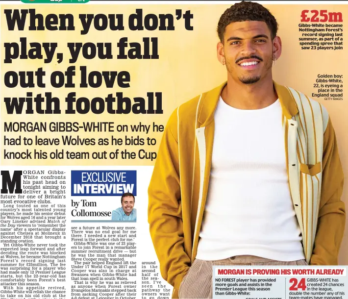  ?? GETTY IMAGES ?? Golden boy: Gibbs-White, 22, is eyeing a place in the England squad