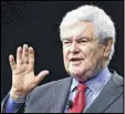  ?? JOE BURBANK / TNS ?? Former U.S. House speaker Newt Gingrich campaigns for Ed Gillespie in Virginia.